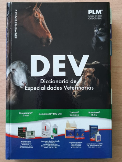 Libro: Diccionario de Especialidades Veterinarias. Vademecum DEV 2022. PLM Edicion 32. Colombia